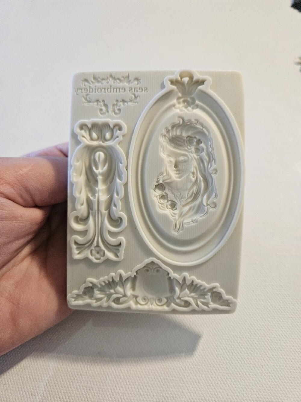 Decorative Silicone Mold with Cameo and Ornaments